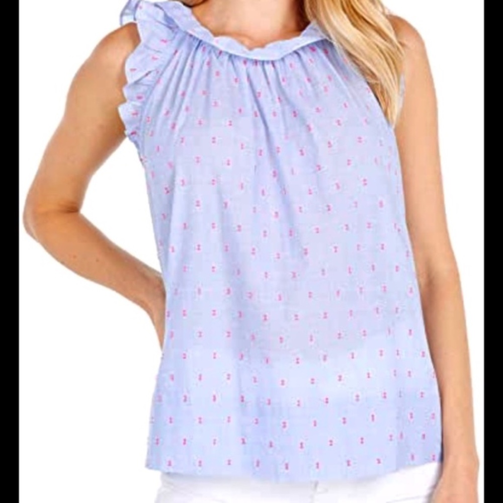 Lilly Pulitzer Kirstin Top, Bluebell Chambray, Size M, NWT